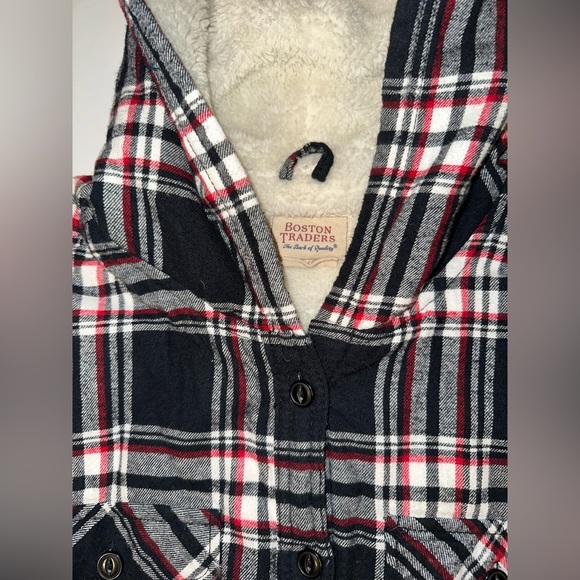 Boston Traders Men’s Sherpa Lined Shacket Jacket Black White Red Plaid Size M - Picture 2 of 11